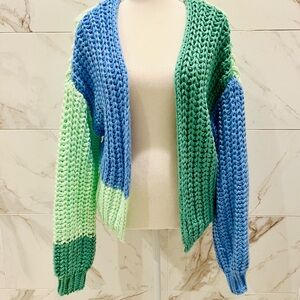 Wild Fable Blue and Green Knit Cardigan